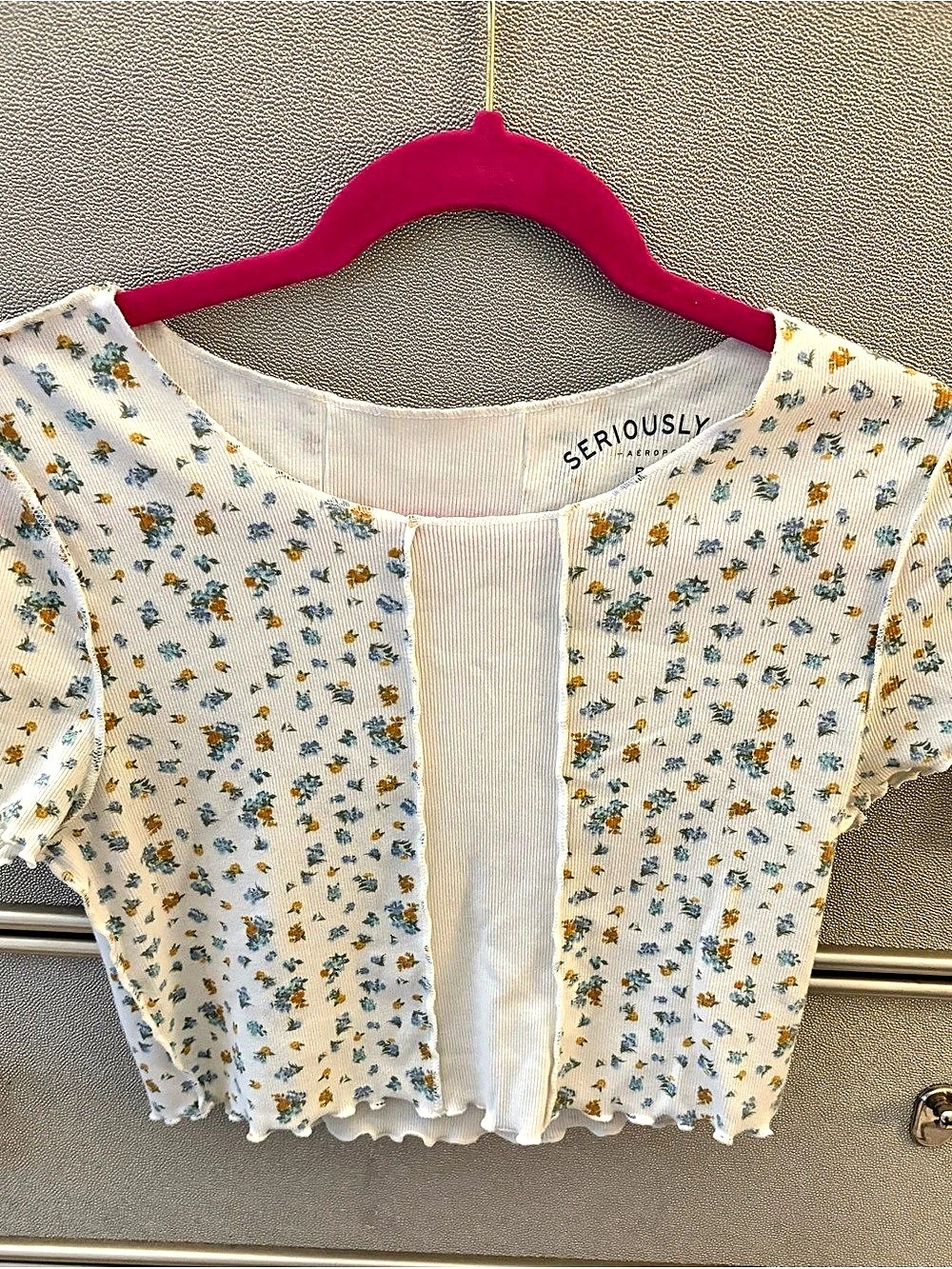 Seriously Soft Baby Tee Floral White & Blue Baby L Like New